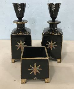 Vintage Black Bohemian Style Decanters and Waste