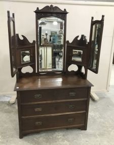 Vintage Dresser with Tri Fold Dressing Mirrors