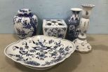 Hand Painted Blue and White Pottery Pieces