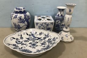 Hand Painted Blue and White Pottery Pieces