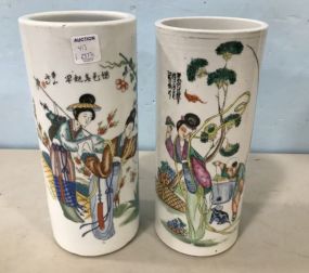 Vintage Geisha Porcelain Hand Painted Vases