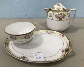 Hand Painted Nippon Luncheon Plate and Creamer