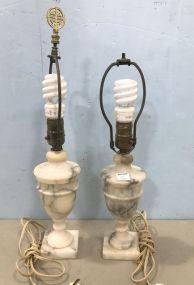Pair of Alabaster Urn Style Lamps