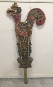Wood Carved Tribal Rooster Pole