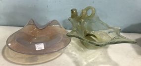 Two Vintage Retro Art Glass Pieces