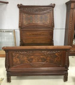 Antique Walnut Victorian High Back Bed