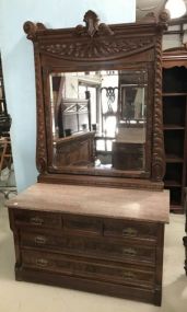 Antique Walnut Victorian Marble Top Dresser