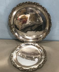 Two Round Grapevine Silver Plate Trays