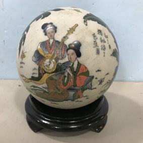 Asian Style Ceramic Hand Painted Ball with Stand