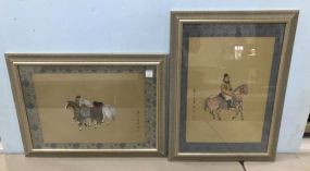 Pair of Asian Horseman Block Prints