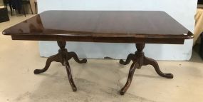 Reproduction Queen Anne Mahogany Double Pedestal Dinning Table