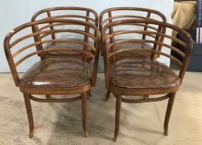 Four Vintage Bentwood Barrel Chairs