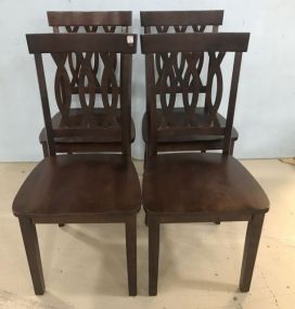 Four Mahogany Finish Modern Dinning Chairs