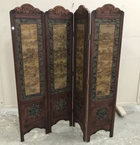 Modern Oriental Style Four Panel Dressing/Room Screen