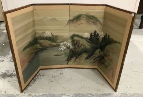 Oriental Four Panel Folding Screen