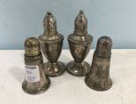 Four Weighted Sterling Salt & Pepper Shakers