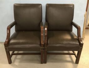 Pair of Chinese Chippendale Office Arm Chairs
