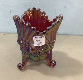 Footed Carnival Glass Vase