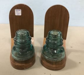 Glass Insulators Book Ends