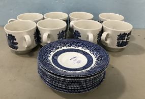 English Blue Cups and Saucers