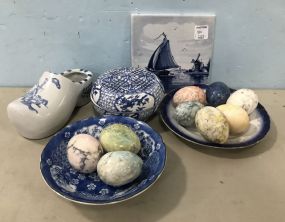 Blue and White Pottery Pieces