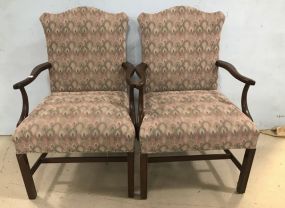 Pair of Hickory Chair Chippendale Style Arm Chairs