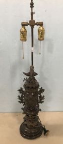 Ornate Oriental Style Metal Urn Lamp