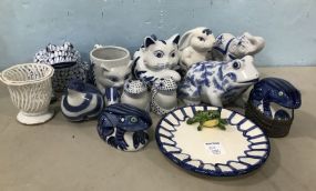 Blue and White Animal Pottery