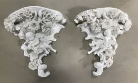 Pair of Dresden Style White Porcelain Wall Sconces