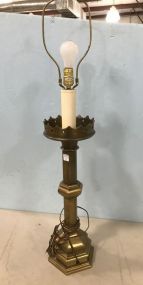 Large Vintage Brass Column Lamp