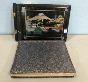 Oriental Black Lacquer Photo Album and Gilt Trim Design Album