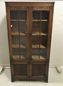 Vintage Oak English Bookcase/China Cabinet