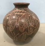 Mata Ortiz Hand Made Butterfly Pot