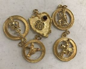 5 Gold Plated Large Charms or Pendants