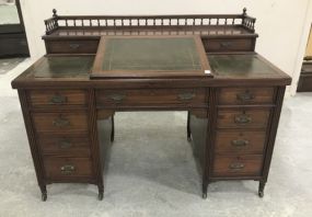 Double Pedestal Victorian Dickens Writing Desk