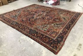 Large Antique Low Pile Persian Area Rug
