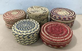 Five Tarahumara Pine Needle Double Twill Baskets
