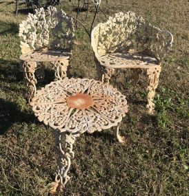 Vintage Painted Iron Outdoor Table and Chairs