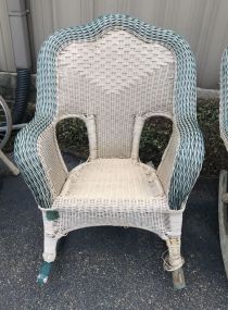 Large Wicker Woven Arm Chair