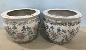 Pair of Blue and White Oriental Planters
