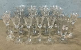 Group of Rose Point Clear Glass Stems
