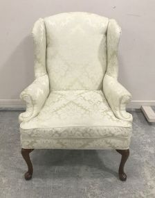 Upholstered Queen Anne Wing Back Chair