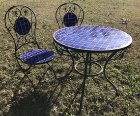 Pair of Metal Chairs and Table