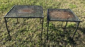 Two Wrought Iron Outdoor Tables