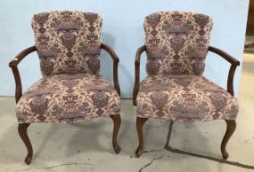 Pair of Upholstered Cherry Arm Chairs