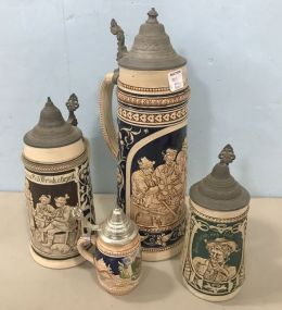 Four German Beer Steins