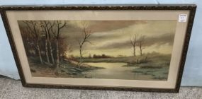 River Landscape Print Framed