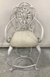 White Painted Ornate Arm Bar Stool