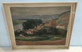 City Landscape Oil Painting Framed