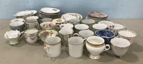 Large Group of Collectible Porcelain Demi Tasse Cups & Saucers